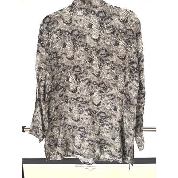 Melrose Silk Career Snakeskin Animal Print Office Siren Neutral Blouse Large - Picture 5 of 7